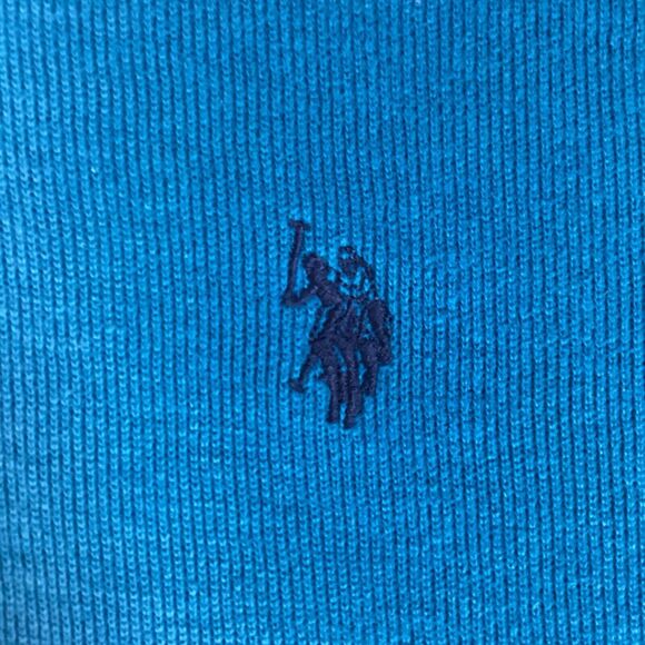US POLO ASSN Men's Blue Ribbed Cotton Knit 1/4 Zip Pullover Sweater XL - Picture 10 of 15